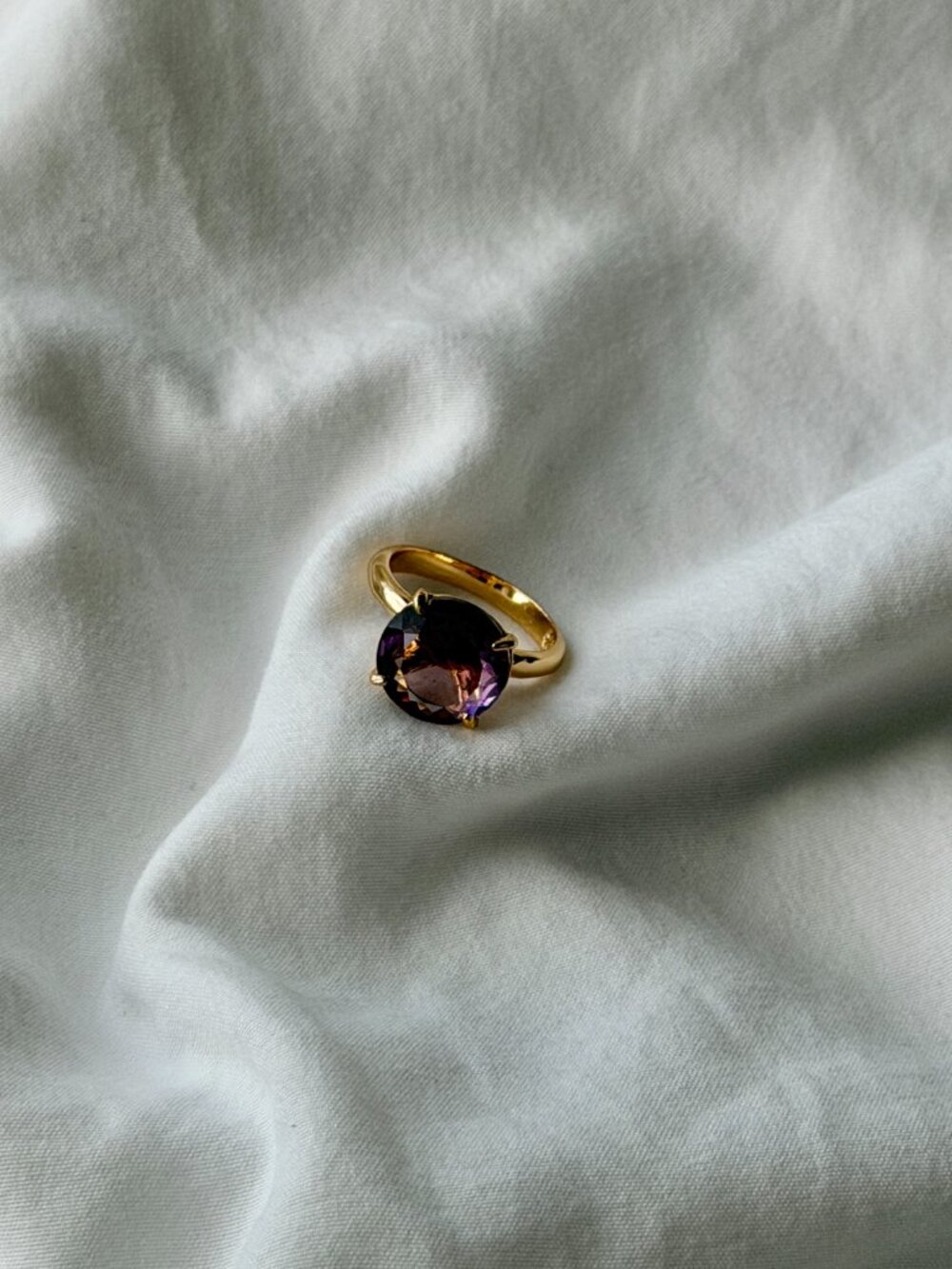 Classic Round Travel Ring - Reconstituted Pink Amethyst
